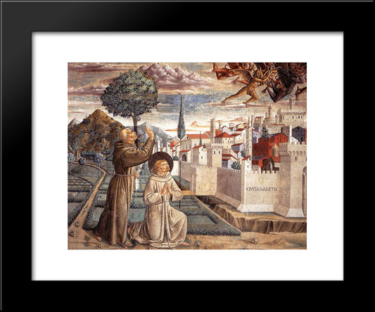 The Expulsion Of The Devils From Arezzo 20x24 Black Modern Wood Framed Art Print Poster by Gozzoli, Benozzo