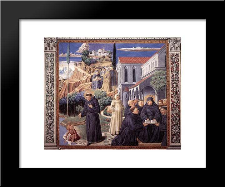 The Parable Of The Holy Trinity And The Visit To The Monks Of Mount Pisano 20x24 Black Modern Wood Framed Art Print Poster by Gozzoli, Benozzo