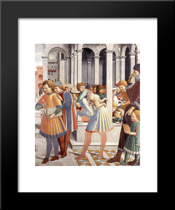 The School Of Tagaste (Detail) 20x24 Black Modern Wood Framed Art Print Poster by Gozzoli, Benozzo