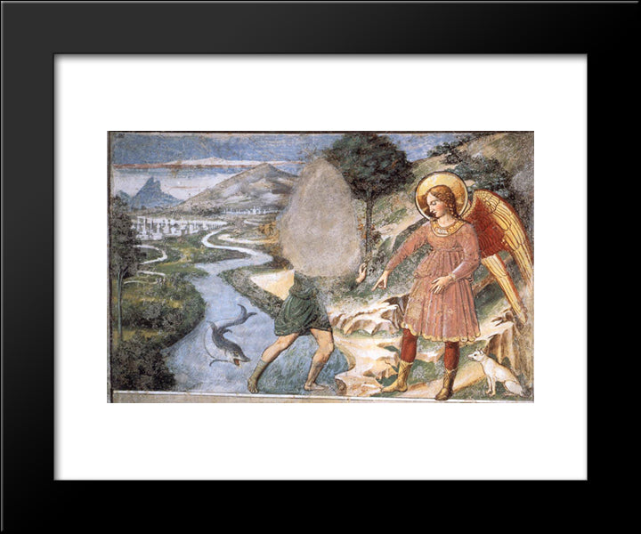 Tobias And The Fish 20x24 Black Modern Wood Framed Art Print Poster by Gozzoli, Benozzo