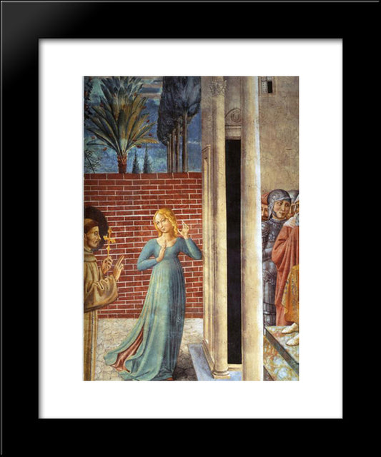 Trial By Fire Before The Sultan (Detail) 20x24 Black Modern Wood Framed Art Print Poster by Gozzoli, Benozzo