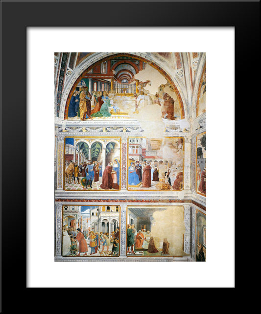 View Of The Left Hand Wall Of The Chapel 20x24 Black Modern Wood Framed Art Print Poster by Gozzoli, Benozzo