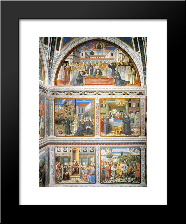 View Of The Right Hand Wall Of The Chapel 20x24 Black Modern Wood Framed Art Print Poster by Gozzoli, Benozzo