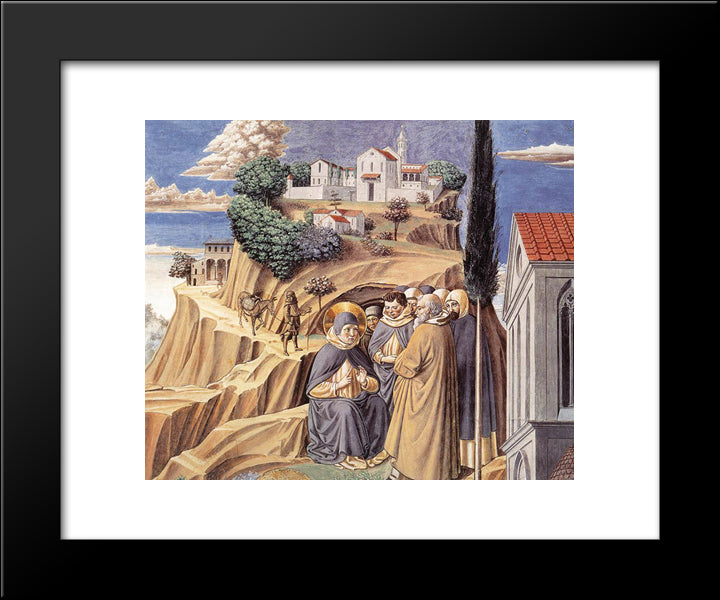 Visit To The Monks Of Mount Pisano 20x24 Black Modern Wood Framed Art Print Poster by Gozzoli, Benozzo