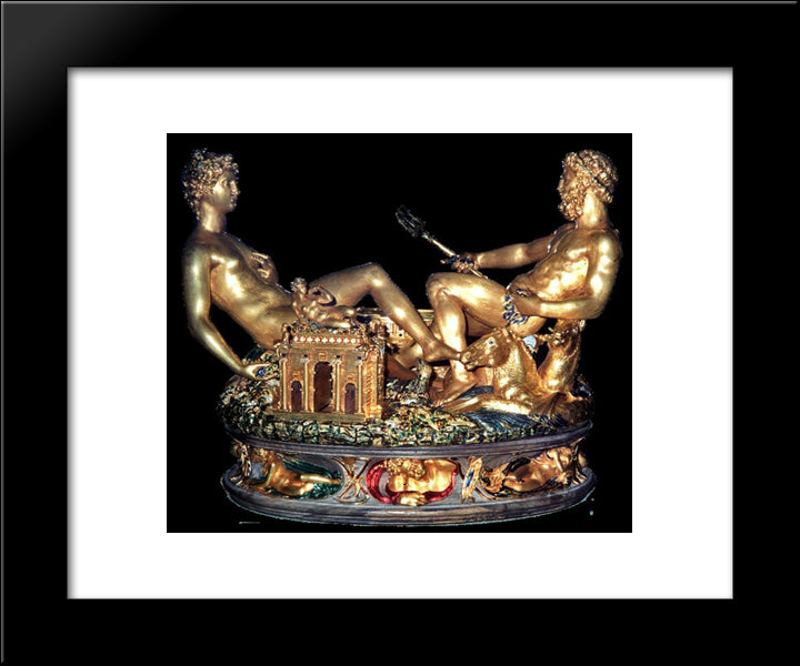 Cellini Salt Cellar 20x24 Black Modern Wood Framed Art Print Poster by Cellini, Benvenuto