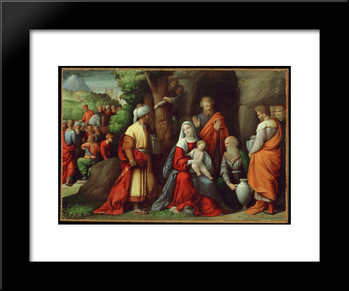 Adoration Of The Magi 20x24 Black Modern Wood Framed Art Print Poster by Tisi, Benvenuto