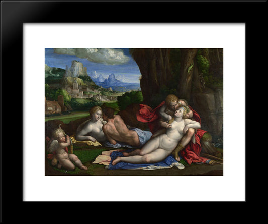 An Allegory Of Love 20x24 Black Modern Wood Framed Art Print Poster by Tisi, Benvenuto