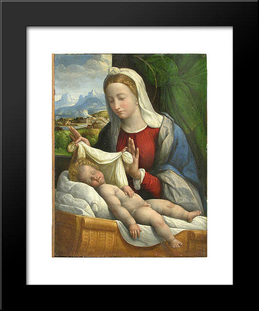 Baby Jesus Sleeping 20x24 Black Modern Wood Framed Art Print Poster by Tisi, Benvenuto