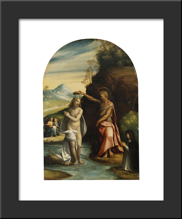 Baptism Of Christ 20x24 Black Modern Wood Framed Art Print Poster by Tisi, Benvenuto