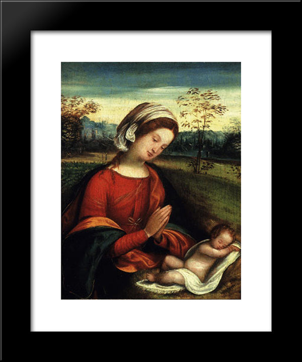 Madonna Con Bambino 20x24 Black Modern Wood Framed Art Print Poster by Tisi, Benvenuto