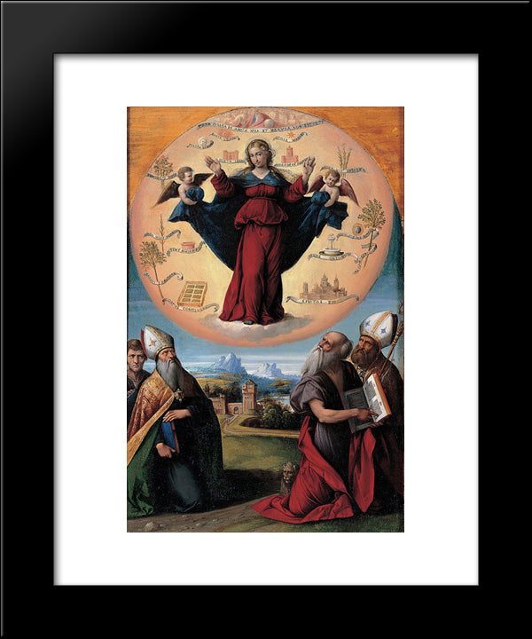 Madonna In Glory And Holy Hones 20x24 Black Modern Wood Framed Art Print Poster by Tisi, Benvenuto