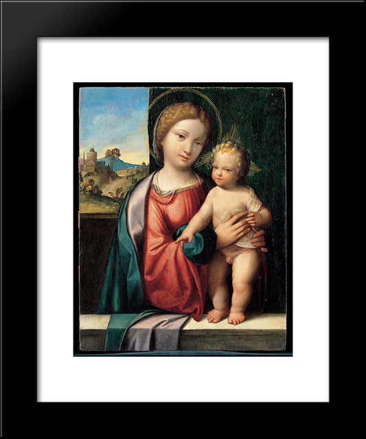Madonna With The Child 20x24 Black Modern Wood Framed Art Print Poster by Tisi, Benvenuto