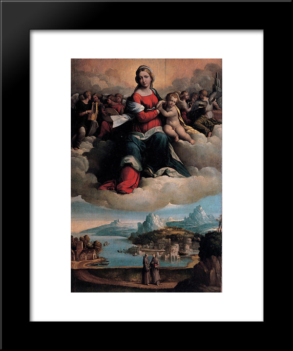 Madonna With The Child In Glory And Holy Ones 20x24 Black Modern Wood Framed Art Print Poster by Tisi, Benvenuto