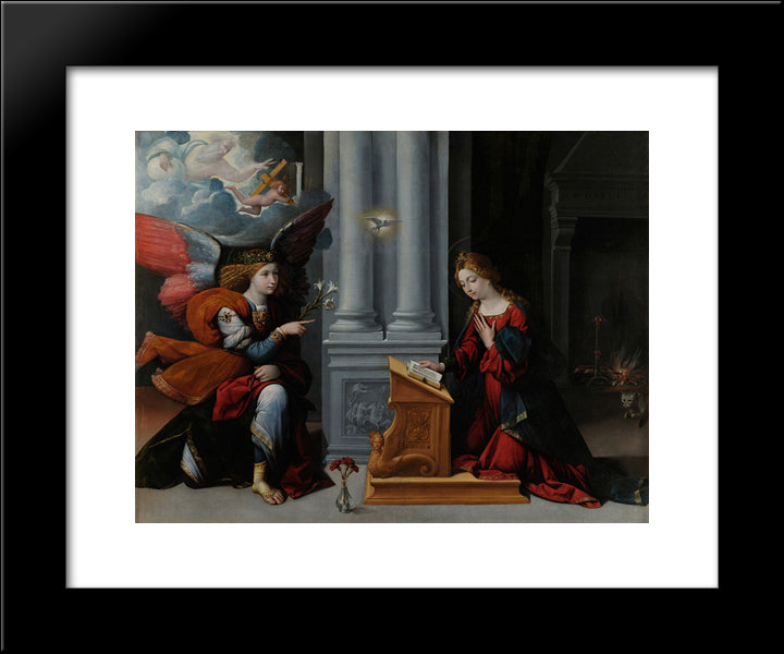 The Annunciation 20x24 Black Modern Wood Framed Art Print Poster by Tisi, Benvenuto