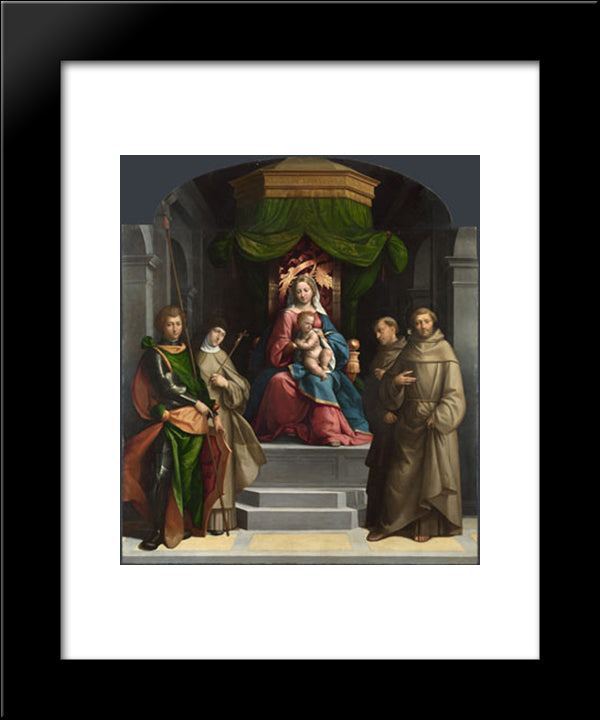 The Madonna And Child Enthroned With Saints 20x24 Black Modern Wood Framed Art Print Poster by Tisi, Benvenuto