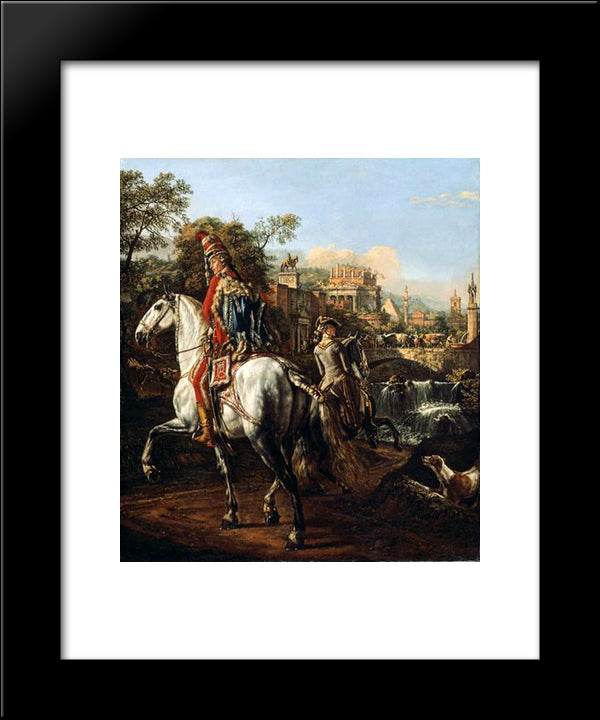 A Hussar On Horseback 20x24 Black Modern Wood Framed Art Print Poster by Bellotto, Bernardo