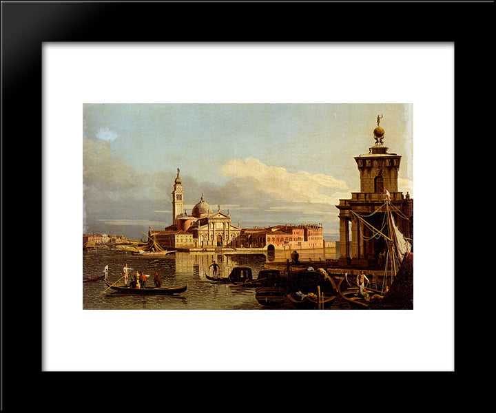 A View In Venice From The Punta Della Dogana Towards San-Giorgio Maggiore 20x24 Black Modern Wood Framed Art Print Poster by Bellotto, Bernardo