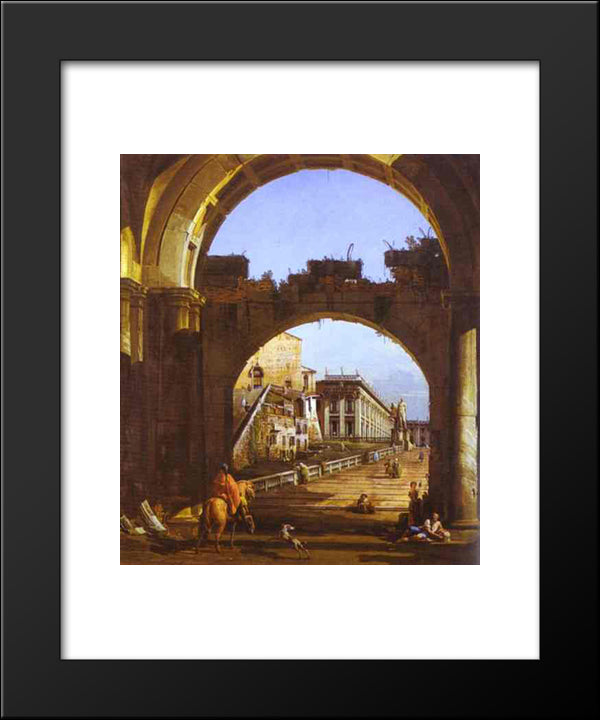 Capriccio Of The Capitol 20x24 Black Modern Wood Framed Art Print Poster by Bellotto, Bernardo