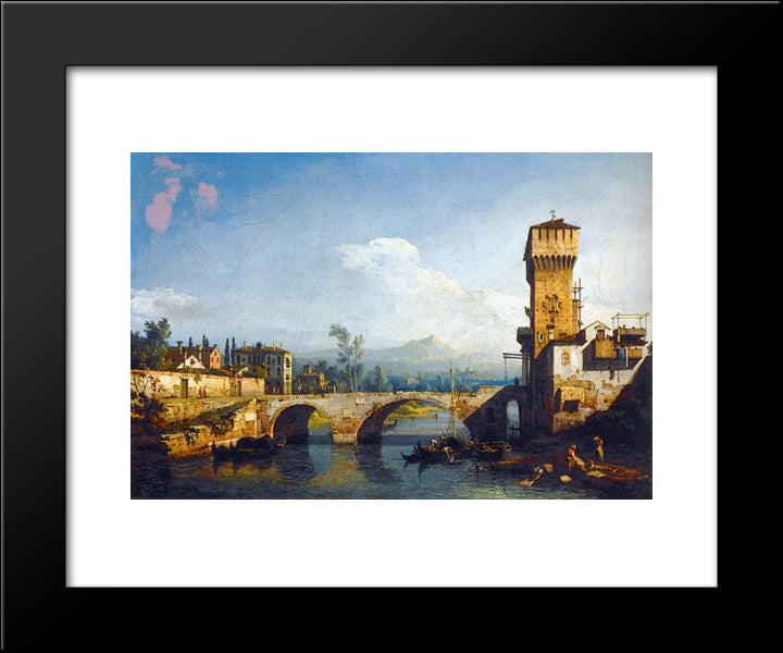 Capriccio Padovano 20x24 Black Modern Wood Framed Art Print Poster by Bellotto, Bernardo