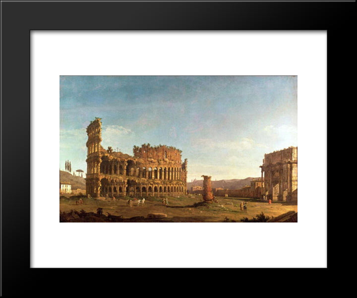 Colosseum And Arch Of Constantine (Rome) 20x24 Black Modern Wood Framed Art Print Poster by Bellotto, Bernardo