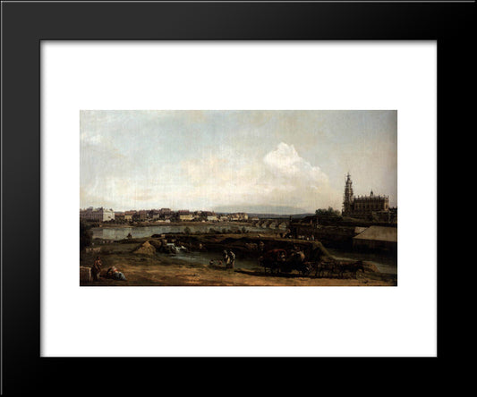 Dresden From The Left Bank Of The Elbe, Below The Fortification 20x24 Black Modern Wood Framed Art Print Poster by Bellotto, Bernardo