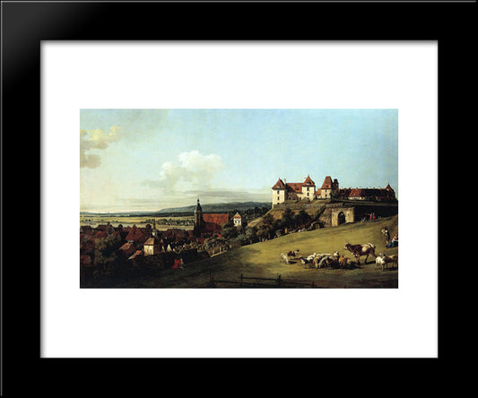 Fortress Of Sonnenstein Above Pirna 20x24 Black Modern Wood Framed Art Print Poster by Bellotto, Bernardo