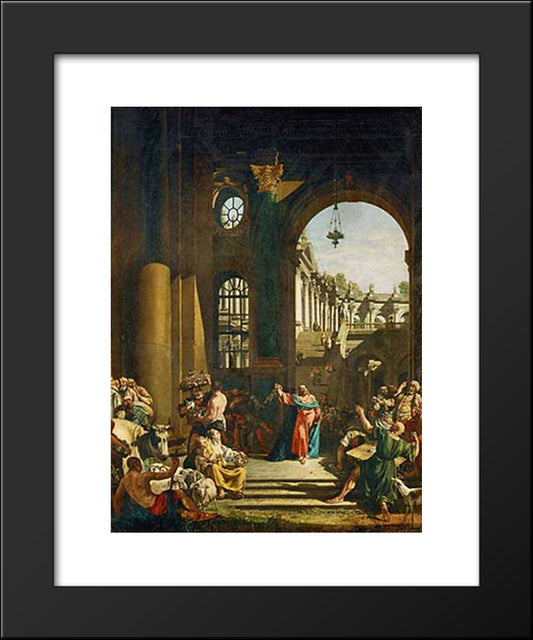 Jesus Cleansing The Temple 20x24 Black Modern Wood Framed Art Print Poster by Bellotto, Bernardo
