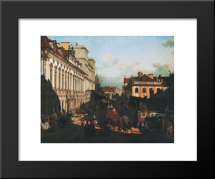 Miodowa Street 20x24 Black Modern Wood Framed Art Print Poster by Bellotto, Bernardo