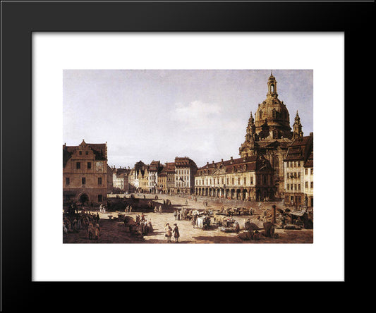 New Market Square In Dresden 20x24 Black Modern Wood Framed Art Print Poster by Bellotto, Bernardo