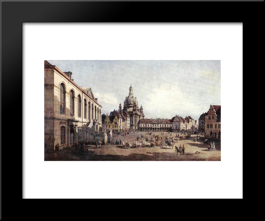 New Market Square In Dresden From The Judenhof 20x24 Black Modern Wood Framed Art Print Poster by Bellotto, Bernardo