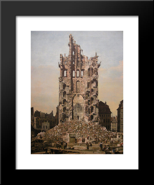 Ruins Of Dresden'S Kreuzkirche 20x24 Black Modern Wood Framed Art Print Poster by Bellotto, Bernardo