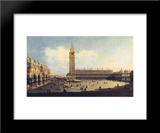 San Marco Square From The Clock Tower Facing The Procuratie Nuove 20x24 Black Modern Wood Framed Art Print Poster by Bellotto, Bernardo