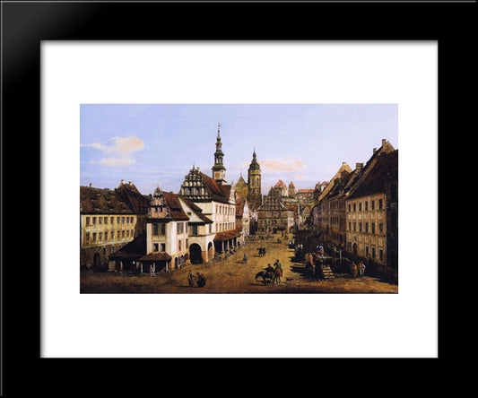 The Marketplace At Pirna 20x24 Black Modern Wood Framed Art Print Poster by Bellotto, Bernardo