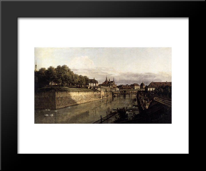 The Moat Of The Zwinger In Dresden 20x24 Black Modern Wood Framed Art Print Poster by Bellotto, Bernardo