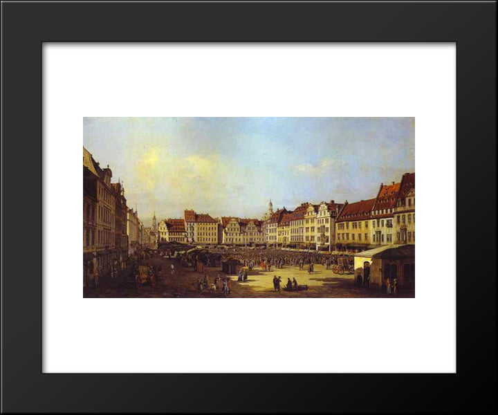 The Old Market Square In Dresden 20x24 Black Modern Wood Framed Art Print Poster by Bellotto, Bernardo