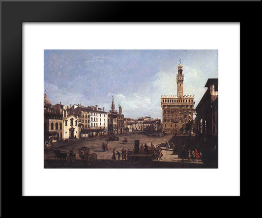 The Piazza Della Signoria In Florence 20x24 Black Modern Wood Framed Art Print Poster by Bellotto, Bernardo