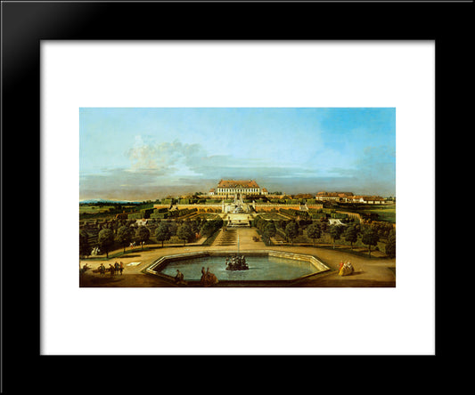 The Schloss Hof, Garden Side 20x24 Black Modern Wood Framed Art Print Poster by Bellotto, Bernardo