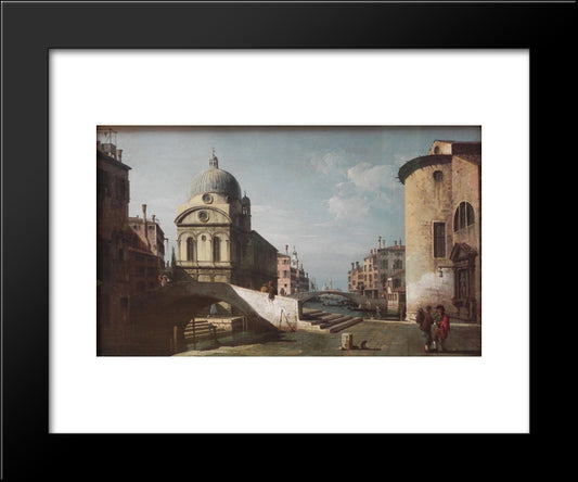 Venetian Capriccio, View Of Santa Maria Dei Miracoli 20x24 Black Modern Wood Framed Art Print Poster by Bellotto, Bernardo
