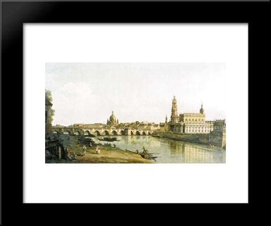 View Of Dresden From The Right Bank Of The Elbe With The Augustus Bridge 20x24 Black Modern Wood Framed Art Print Poster by Bellotto, Bernardo