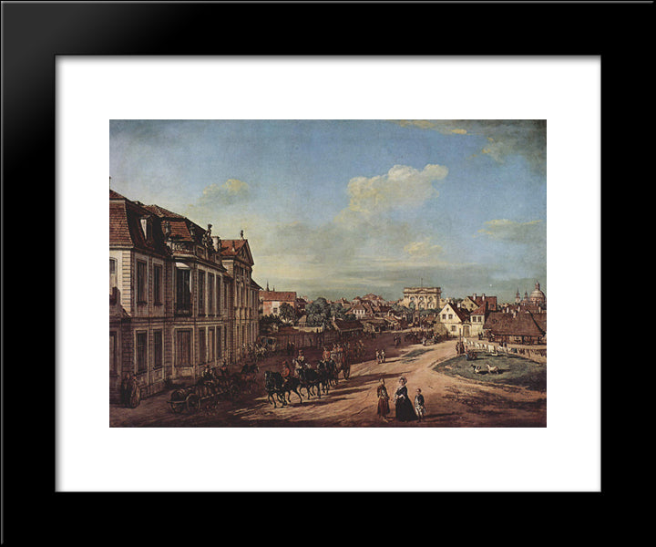 View Of The Square Of Zelazna Brama, Warsaw 20x24 Black Modern Wood Framed Art Print Poster by Bellotto, Bernardo