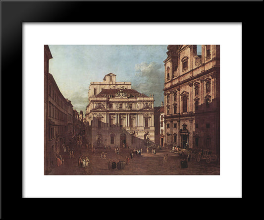 View Of Vienna, Square In Front Of The University, Seen From The Southeast Off The Great Hall Of The University 20x24 Black Modern Wood Framed Art Print Poster by Bellotto, Bernardo