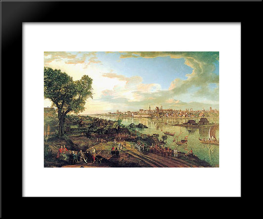 View Of Warsaw From Praga 20x24 Black Modern Wood Framed Art Print Poster by Bellotto, Bernardo