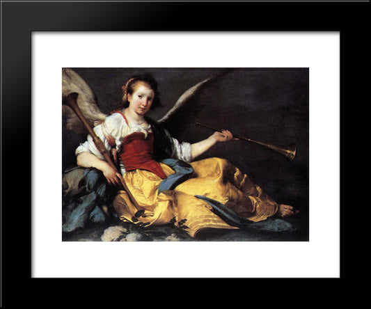 A Personification Of Fame 20x24 Black Modern Wood Framed Art Print Poster by Strozzi, Bernardo