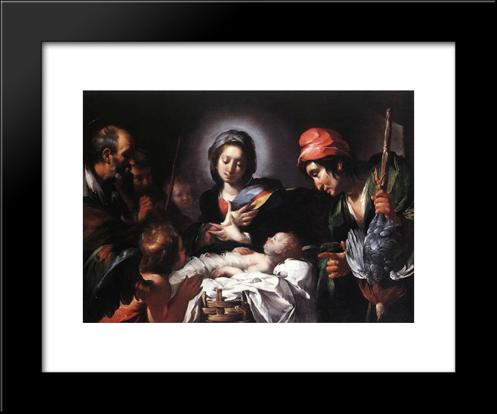 Adoration Of The Shepherds 20x24 Black Modern Wood Framed Art Print Poster by Strozzi, Bernardo