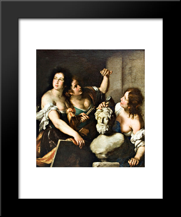 Allegory Of Arts 20x24 Black Modern Wood Framed Art Print Poster by Strozzi, Bernardo