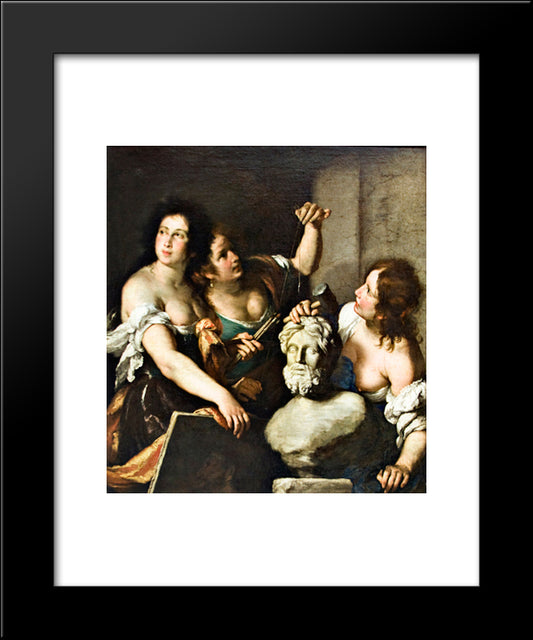Allegory Of Arts 20x24 Black Modern Wood Framed Art Print Poster by Strozzi, Bernardo