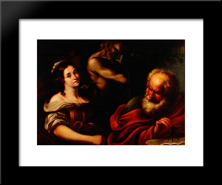 Allegory Of Mathematics 20x24 Black Modern Wood Framed Art Print Poster by Strozzi, Bernardo