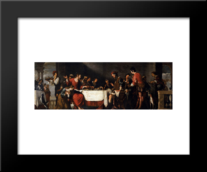 Banquet At The House Of Simon 20x24 Black Modern Wood Framed Art Print Poster by Strozzi, Bernardo