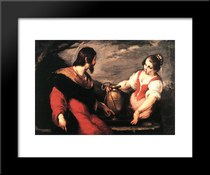 Christ And The Samaritan Woman 20x24 Black Modern Wood Framed Art Print Poster by Strozzi, Bernardo
