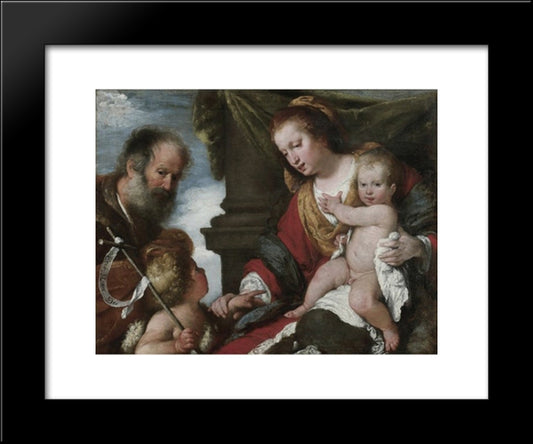 Holy Family With St. John Baptist 20x24 Black Modern Wood Framed Art Print Poster by Strozzi, Bernardo